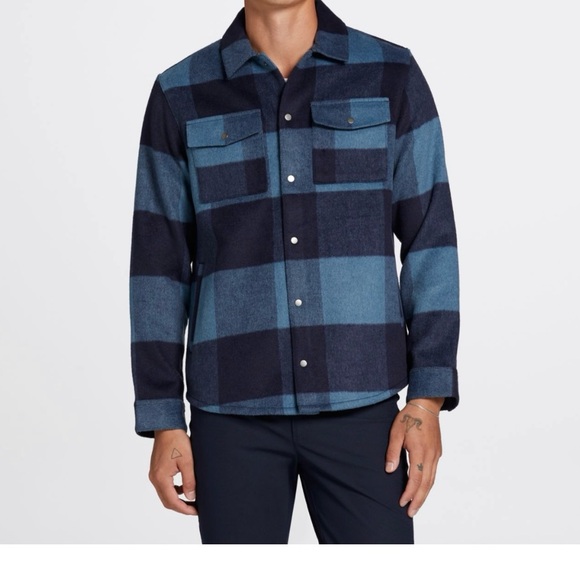 NWT VRST Men's Wool Blend Plaid Shirt Jacket Sz S & m Navy buffalo plaid $100 - Picture 2 of 7